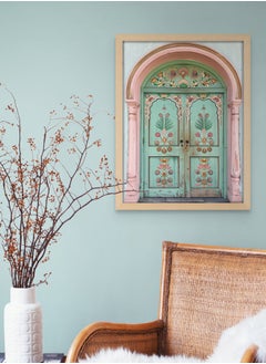 Art Decor Art Decor Pink Green Indian Palace Architecture Wall Art Modern Art Framed Fine Art Traditional Design for Living Room Bedroom Office Home Gifting  - Image 2