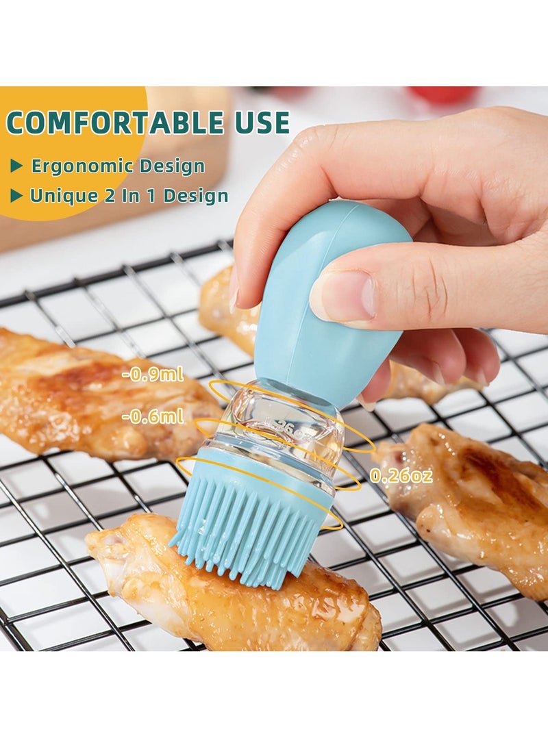 2 Pieces Glass Oil Bottle with Silicone Brush, 2 in 1 Olive Oil Bottle for Kitchen Cooking BBQ Grill Air Fryer Basting, Blue - Image 5