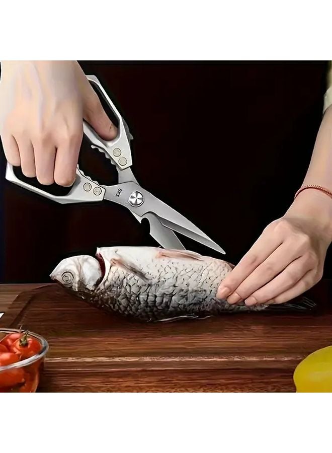 مقص مطبخ من الفولاذ المقاوم للصدأ عالي المتانة لتقطيع اللحوم والدواجن والأسماك والعظام - Image 5