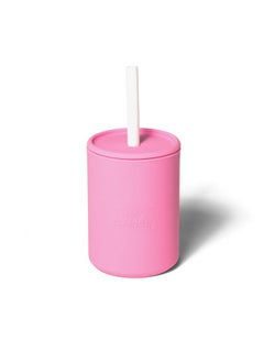 Avanchy Sippy Cups Straw Cup With Lid For Training Baby 6+ Months To Toddler 1 Year Old. 5 Oz Silicone Infant Water Cup. Pink  - Image 1