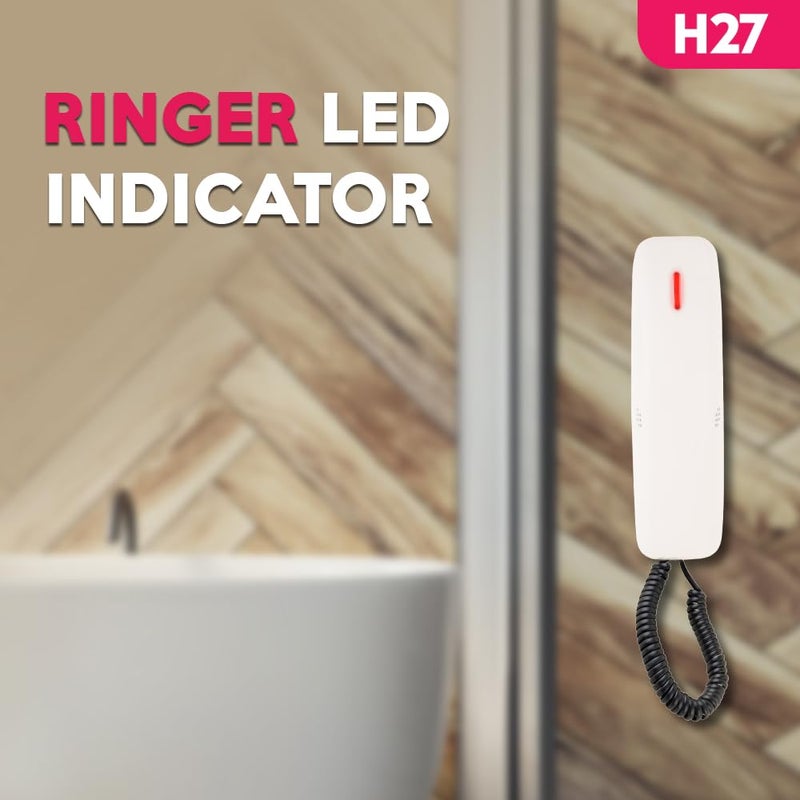 Beetel هاتف فندقي محمول H27 بدون سلك، 3 خطوات لضبط مستوى الصوت للمستقبل و 2 خطوة لضبط مستوى صوت الرنين، وظيفة الانتظار مع إشعار LED، الاتصال بنغمة، LED للرنين، متوافق مع أجهزة السمع، قابل للتثبيت على المكتب/الجدار (العاج) - Image 2