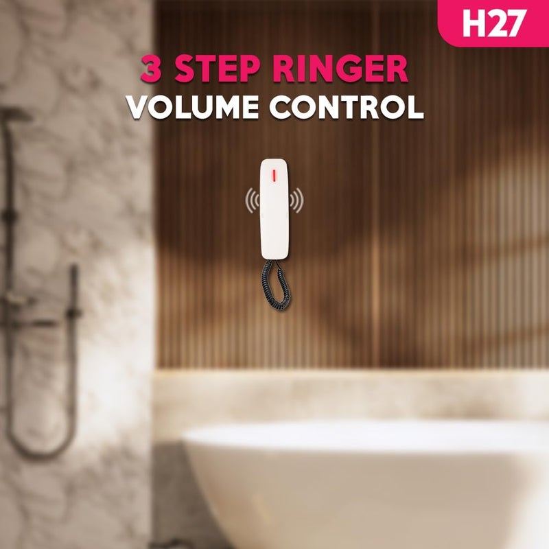 Beetel هاتف فندقي محمول H27 بدون سلك، 3 خطوات لضبط مستوى الصوت للمستقبل و 2 خطوة لضبط مستوى صوت الرنين، وظيفة الانتظار مع إشعار LED، الاتصال بنغمة، LED للرنين، متوافق مع أجهزة السمع، قابل للتثبيت على المكتب/الجدار (العاج) - Image 4