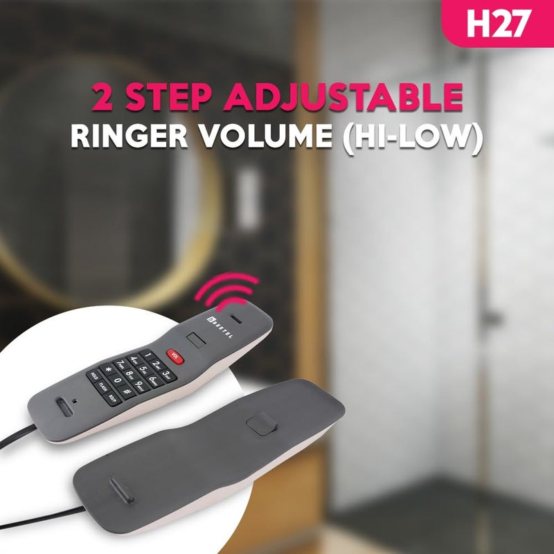 Beetel هاتف فندقي محمول H27 بدون سلك، 3 خطوات لضبط مستوى الصوت للمستقبل و 2 خطوة لضبط مستوى صوت الرنين، وظيفة الانتظار مع إشعار LED، الاتصال بنغمة، LED للرنين، متوافق مع أجهزة السمع، قابل للتثبيت على المكتب/الجدار (العاج) - Image 5