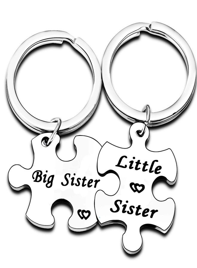 Nimteve 2PCS Big Sister Little Sister Puzzle Keychains for Women, Birthday Jewelry Friendship Keychain Christmas Gifts - Image 1