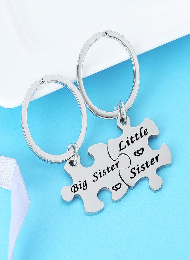 Nimteve 2PCS Big Sister Little Sister Puzzle Keychains for Women, Birthday Jewelry Friendship Keychain Christmas Gifts - Image 3