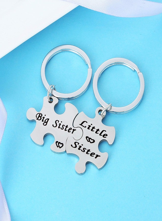 Nimteve 2PCS Big Sister Little Sister Puzzle Keychains for Women, Birthday Jewelry Friendship Keychain Christmas Gifts - Image 4
