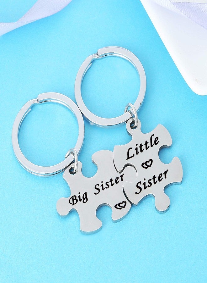 Nimteve 2PCS Big Sister Little Sister Puzzle Keychains for Women, Birthday Jewelry Friendship Keychain Christmas Gifts - Image 2