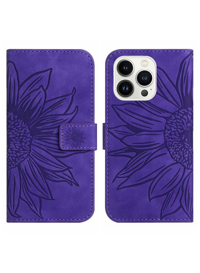 Zaboon Case For iPhone 13 Pro Max Skin Feel Sun Flower Pattern Flip Leather Phone Case with Lanyard - Image 2