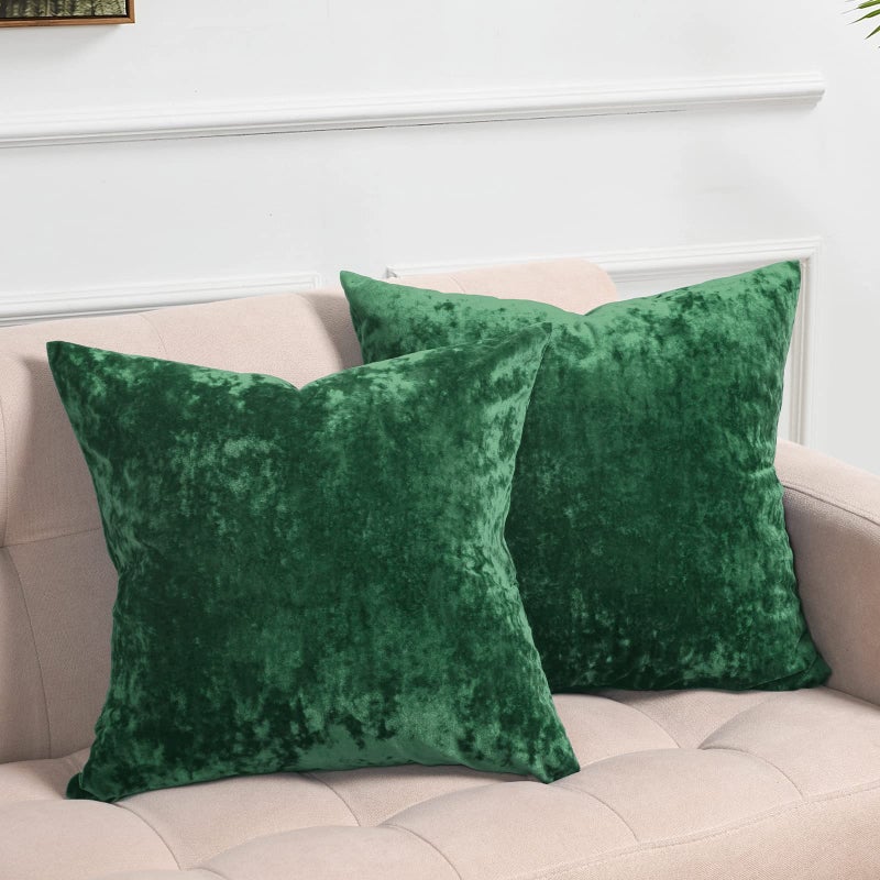 PHF PHF Truly Velvet Euro Sham  26""x 26"" No Insert  2 Pack Color Gradient Euro Throw Pillow Covers  Ultra Soft Cozy European Pillow Covers for Home Decorative  No Shedding  No Pilling  Green  - Image 1