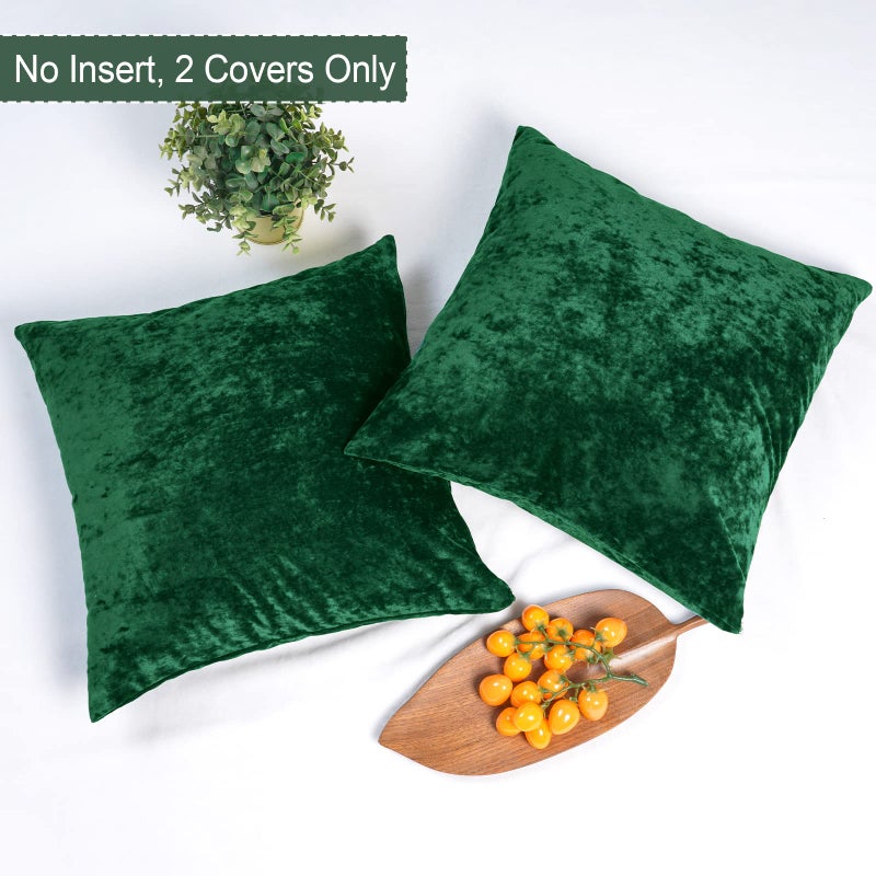 PHF PHF Truly Velvet Euro Sham  26""x 26"" No Insert  2 Pack Color Gradient Euro Throw Pillow Covers  Ultra Soft Cozy European Pillow Covers for Home Decorative  No Shedding  No Pilling  Green  - Image 3