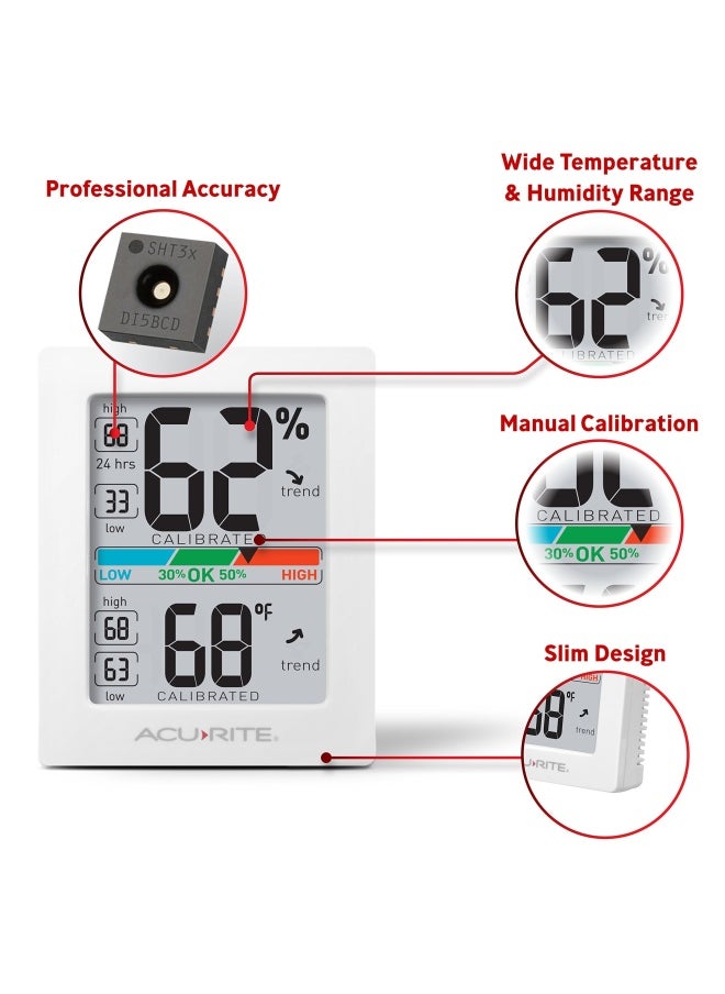 Acurite - Digital Hygrometer With Indoor Monitor And Comfort Scale 01083M Room Thermometer Gauge Temperature Humidity 3 X 2.5 Inches - Image 1