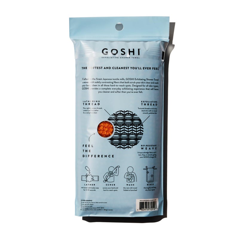 GOSHI Exfoliating Shower Towel - Rip-Resistant Exfoliating Washcloth for All Skin Types - Marigold Yellow - Made in Japan - Image 2