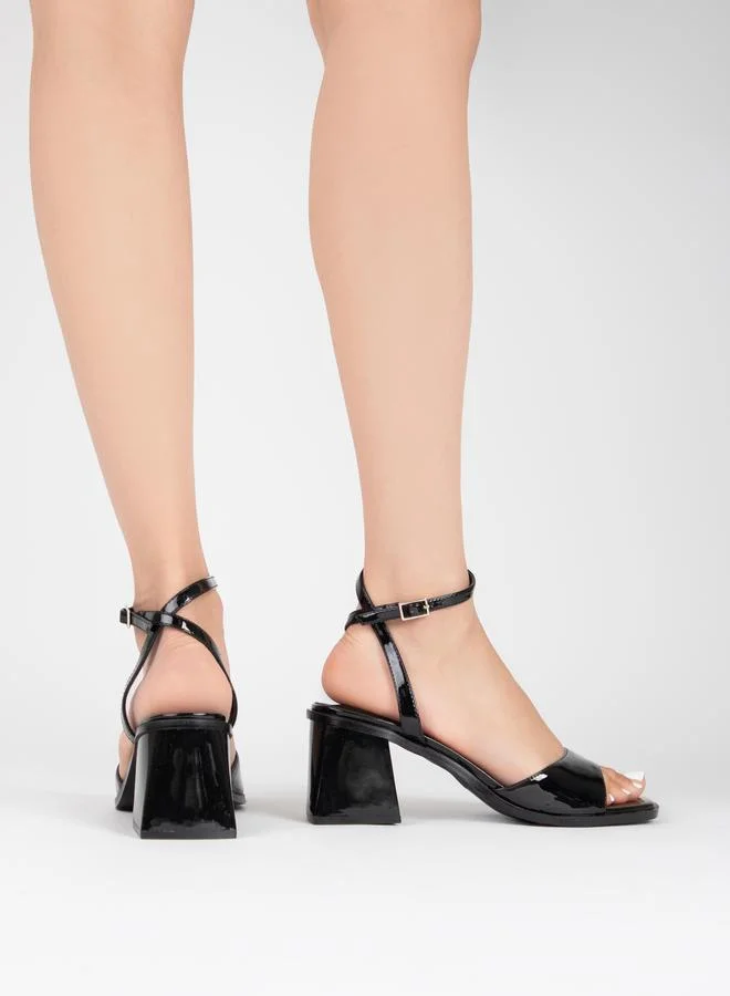 RAID Solid Ankle Strap Block Heel Sandals by Styli