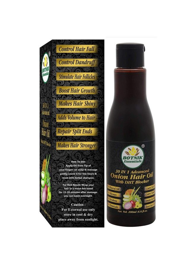BOTNIK Essentials 30 In 1 Advanced Onion Hair Oil With Dht Blocker 200 Ml Stop Hair Fall Grow New Hair Follicles. - Image 4