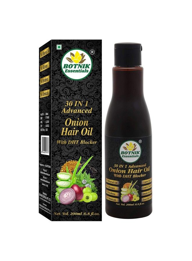 BOTNIK Essentials 30 In 1 Advanced Onion Hair Oil With Dht Blocker 200 Ml Stop Hair Fall Grow New Hair Follicles. - Image 1