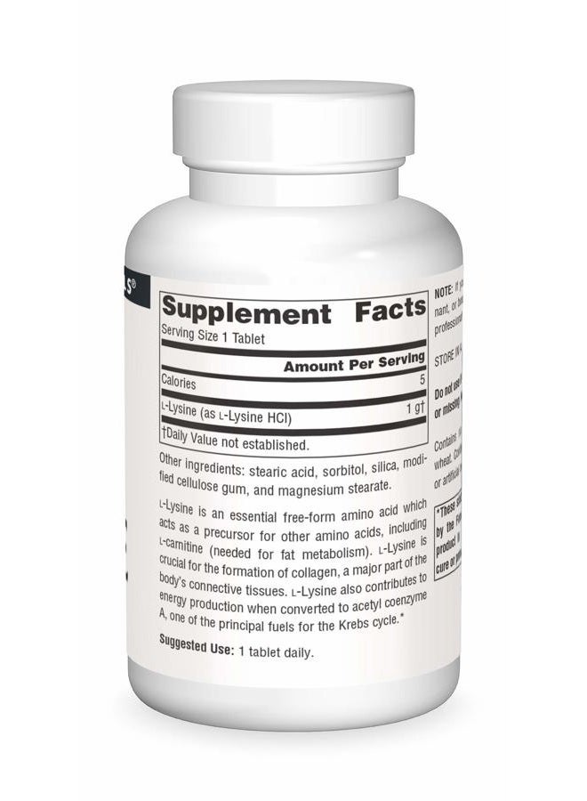 Source Naturals L-Lysine 1000 mg Free Form - Amino Acid Supplement Supports Energy Formation & Collagen - 50 Tablets - Image 3