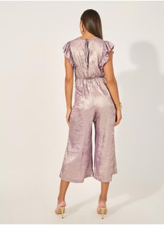 Styli Shimmer Ruffle Sleeves Wide Leg Jumpsuit  - Image 4