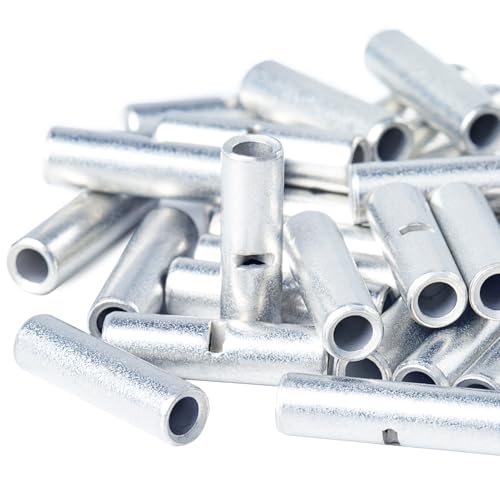 AIRIC UL Listed Non Insulated Butt Connectors 16-14 AWG, 100 pcs Electrical Seamless Crimping Terminals, Uninsulated Wiring Crimps Connector, Bare Copper Crimp Splice Terminal for 16,14 Gauge Wire - Image 1