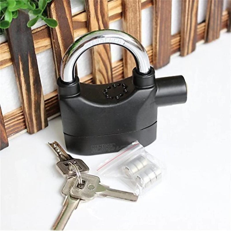 AJ AJ Security Alarm Lock System Waterproof Black AntiTheft Siren 110DBA Alarm Anti potong Padlock for Universal Use Bicycle Bike Door Window Battery Thickened Shackle Lock - Image 1
