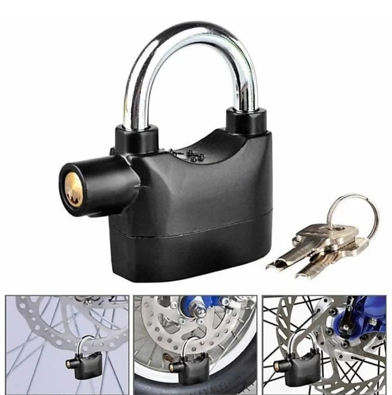 AJ AJ Security Alarm Lock System Waterproof Black AntiTheft Siren 110DBA Alarm Anti potong Padlock for Universal Use Bicycle Bike Door Window Battery Thickened Shackle Lock - Image 3
