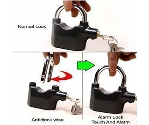 AJ AJ Security Alarm Lock System Waterproof Black AntiTheft Siren 110DBA Alarm Anti potong Padlock for Universal Use Bicycle Bike Door Window Battery Thickened Shackle Lock - Image 4