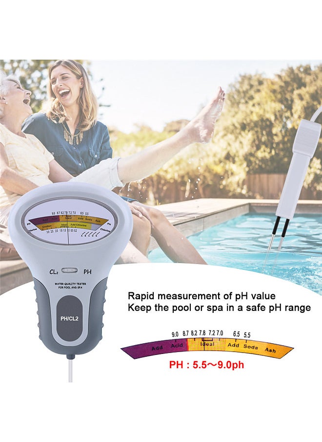 Lepmerk - PC102 Portable Water Quality Tester Digital 2 in 1 PH & Chlorine Level CL2 Meter Detector for Swimming Pool Spa - Image 1