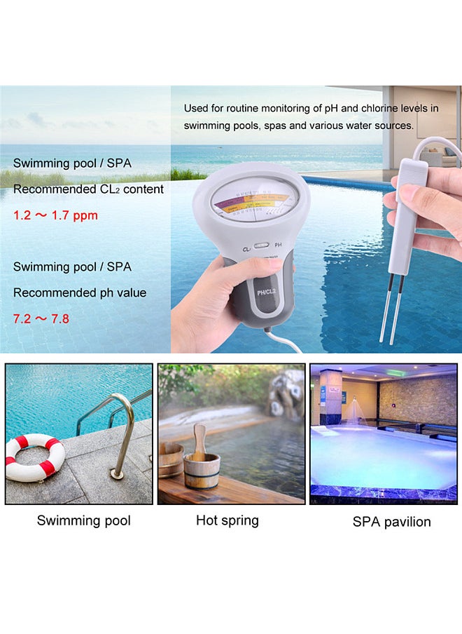 Lepmerk - PC102 Portable Water Quality Tester Digital 2 in 1 PH & Chlorine Level CL2 Meter Detector for Swimming Pool Spa - Image 1