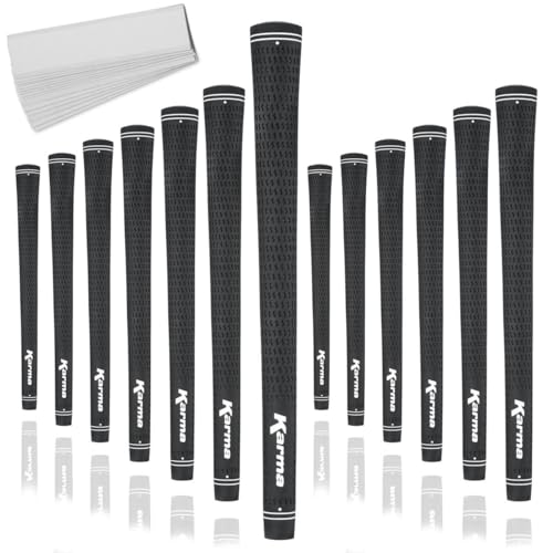 Karma Velour Black Jumbo Plus Golf Club Grips Oversized 18 Soft Rubber 13 Pack with 13 Golf Grip Tape Strips - Image 1