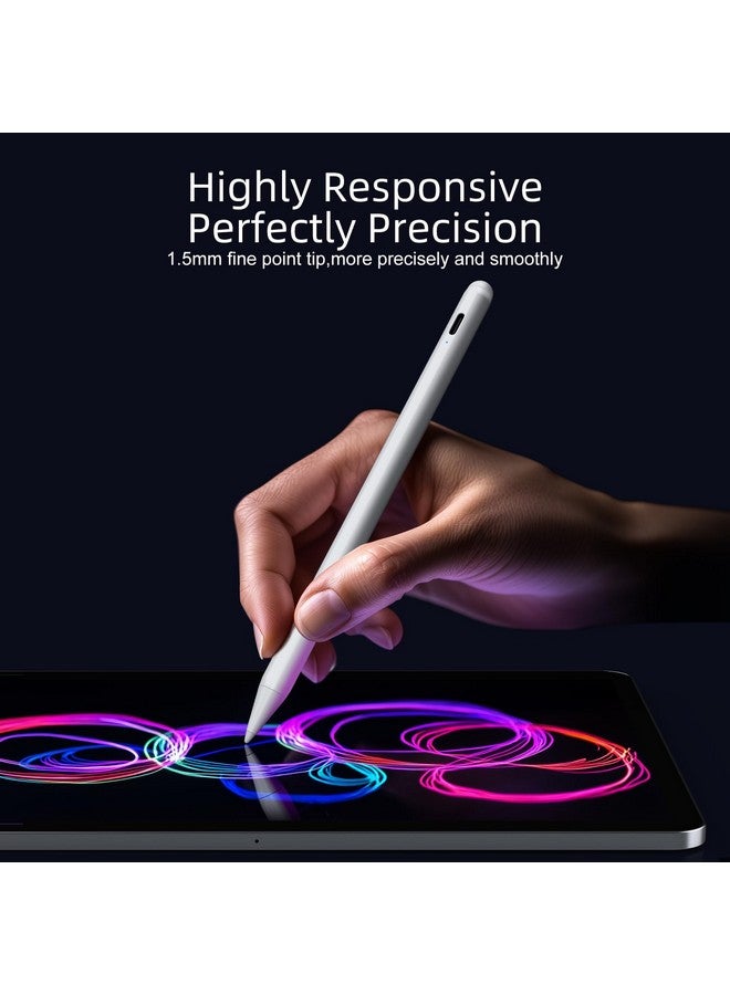 JAMJAKE Stylus Pen for iPad 9th&10th Generation-2X Fast Charge Active Pencil Compatible with 2018-2024 Apple iPad Pro 11"/12.9"/M4, iPad Air 3/4/5/M2, iPad 6-10, iPad Mini 5/6 Gen-White - Image 2