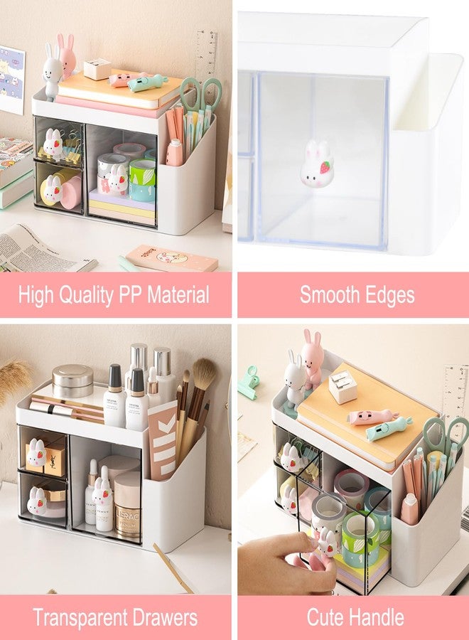 SAYEEC Desk Organizer with 3 Drawers and Pencil Pen holder, Multi-Functional Desktop Makeup Stationery Accessories Organizer, Desk Organization Storage Box Caddy for Office School Home Vanity Table - Image 5