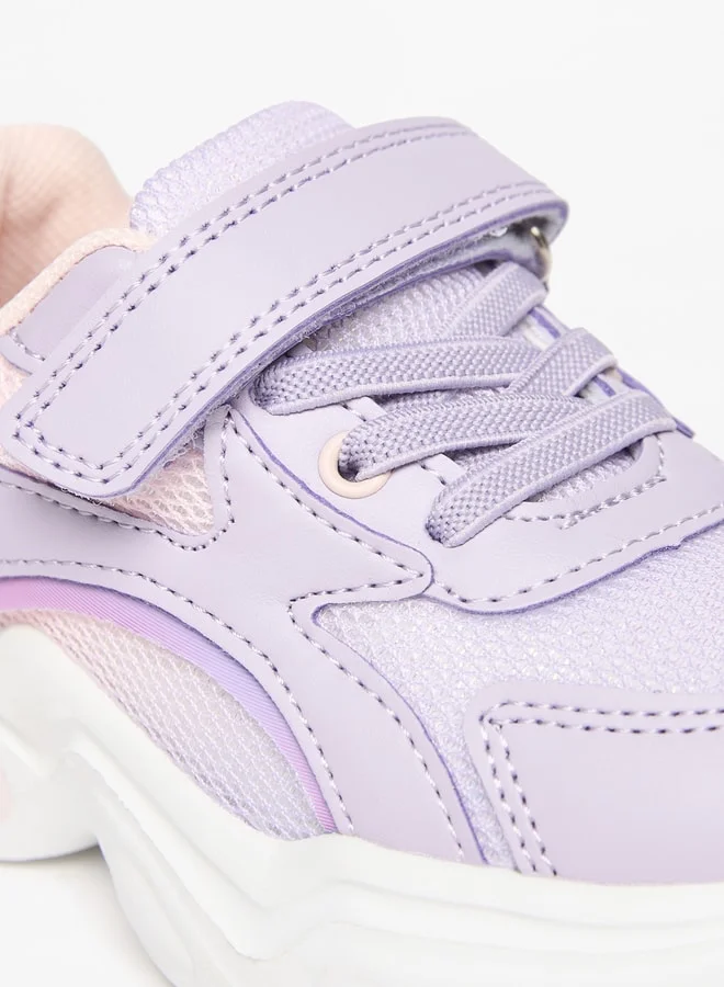 Flora Bella By Shoexpress Girls Panelled Lace Detail Sneakers With Hook And Loop Closure