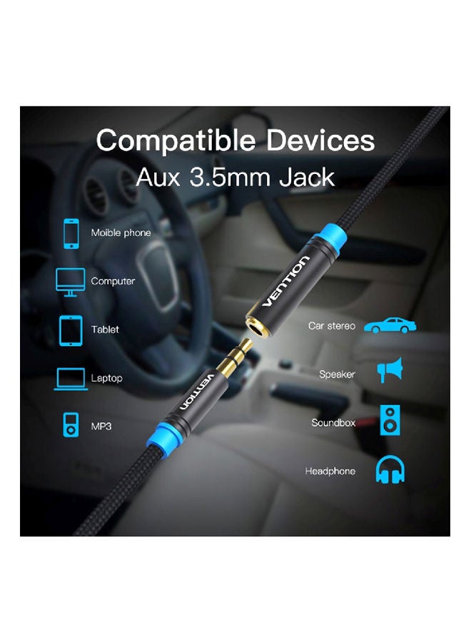 NIBEMINENT Female 3.5 mm To Male 3.5mm Aux Audio Cable 1meter Black - Image 2