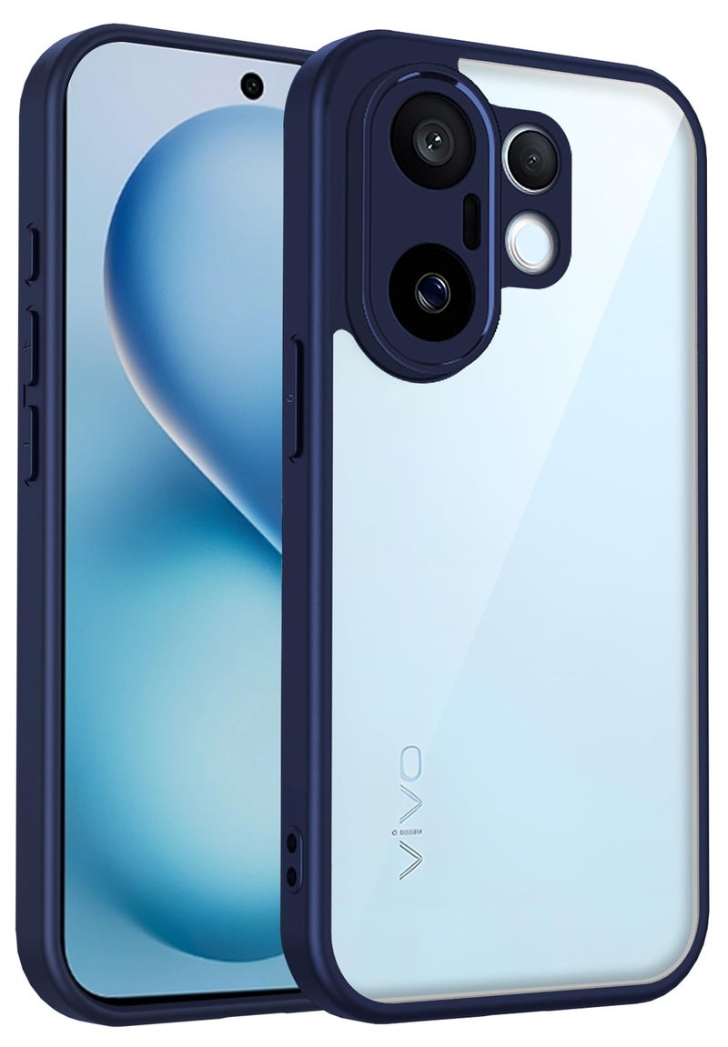 Kapa Hawkeye Clear Slim Tough Back Cover for Vivo X200 FE 5G | Camera Lens Protector Anti Yellow Shockproof Clear Hybrid Case Cover (Blue Sides) - Image 1