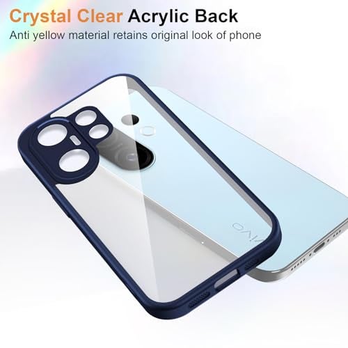 Kapa Hawkeye Clear Slim Tough Back Cover for Vivo X200 FE 5G | Camera Lens Protector Anti Yellow Shockproof Clear Hybrid Case Cover (Blue Sides) - Image 3