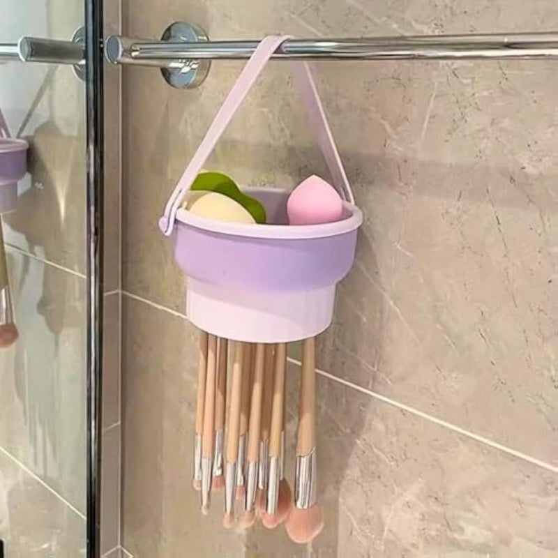Silicone Makeup Brush Cleaning Bowl - Cosmetic Brush Makeup Sponge Washing Cup With Hanging Rope, Durable Storage Box For Home And Bathroom Use - Image 5