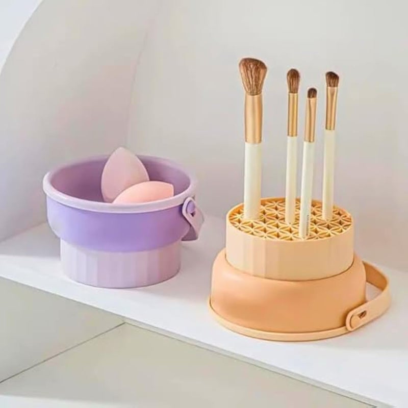 Silicone Makeup Brush Cleaning Bowl - Cosmetic Brush Makeup Sponge Washing Cup With Hanging Rope, Durable Storage Box For Home And Bathroom Use - Image 4