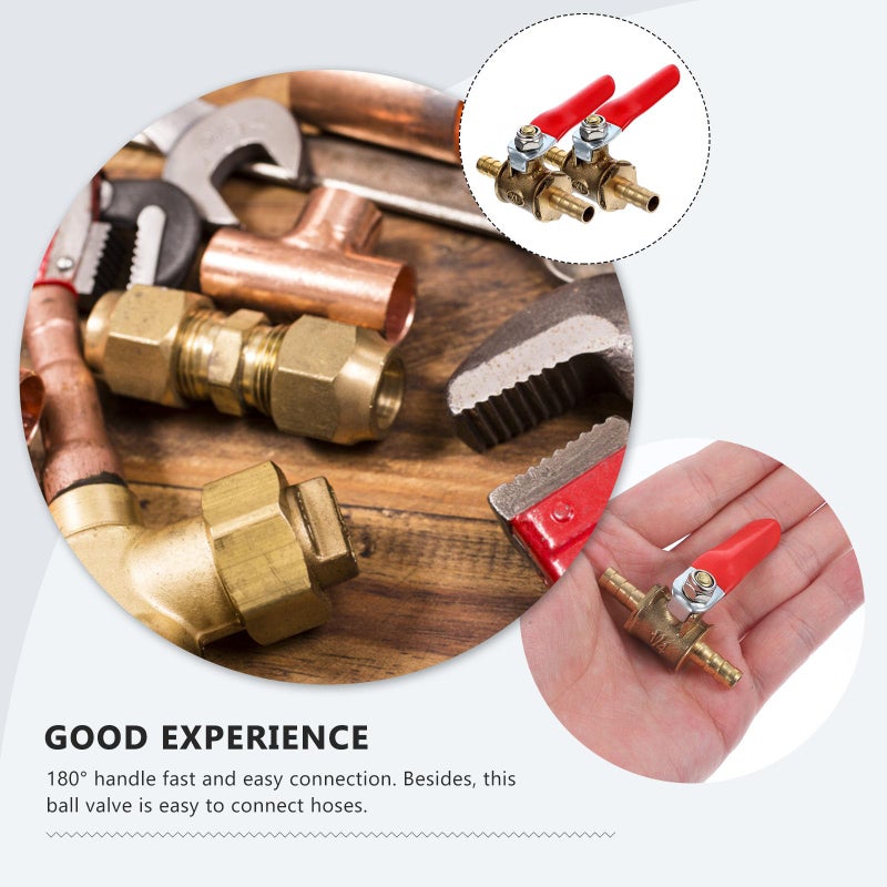 2Pcs 6mm Copper Ball Valve Shut Off Valve with Internal External Threads Heavy Duty - Image 4