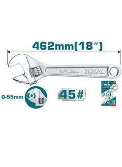 TOTAL TOTAL Adjustable Wrench 450mm (18") - Heavy Duty Carbon Steel Wrench with 0-55mm Adjustable Jaw for Plumbing, Automotive & DIY Use  - Image 1