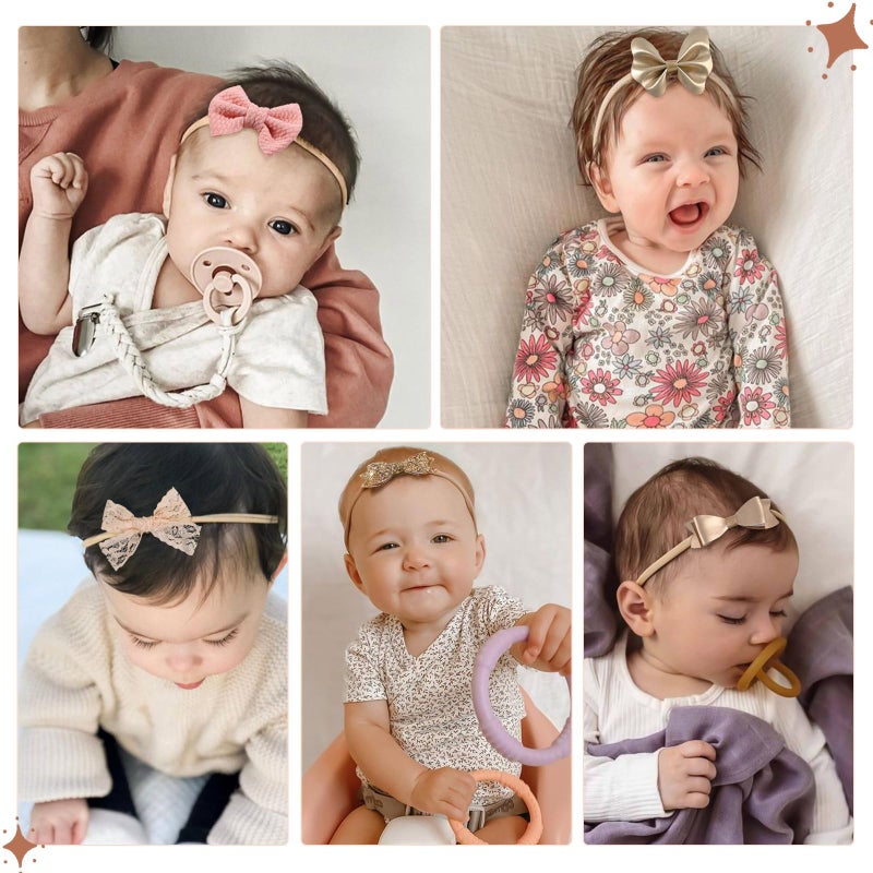 Subesty 10 PCS Baby Girl Headbands and Bows Soft Elastic Nylon Hairbands Handmade Newborn Head Bands Hair Accessories for Babies Infant Toddler - Image 3