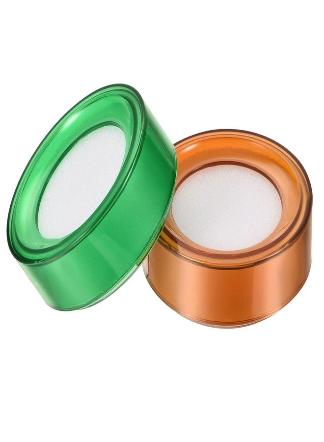YOKIVE 2 Pcs Finger Wet Sponge, Round Desktop Fingertip Wet Tools | Easy to Use Great for Counting Office Paper Document Bills (Brown and Green, 2.7-Inch) - Image 1