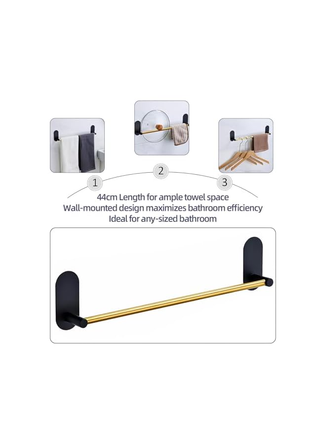 promass 44cm SUS304 Stainless Steel Towel Bar - Wall-Mounted Single Rod with Brushed Nickel or Matte Black Finish - Durable, Space-Efficient Bathroom Organizer Accessory for Modern Homes - Image 4