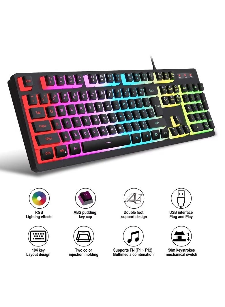 XTRIKE ME X TRIK MY GK-915P Gaming Keyboard, Mechanical, Rainbow Backlight, 104 Keys, Blue Switch-BLACK. - Image 4