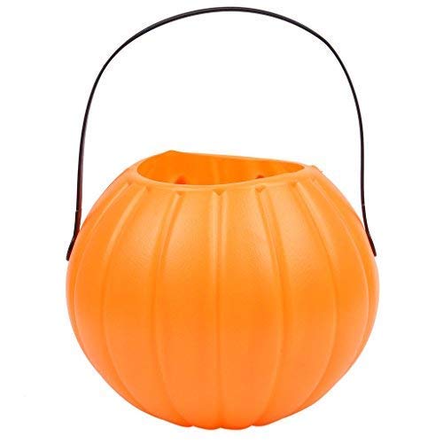 Sage Square Halloween Candy Bucket Portable Pumpkin Decor Treat Bag with Handle (Orange and Black) - Image 2