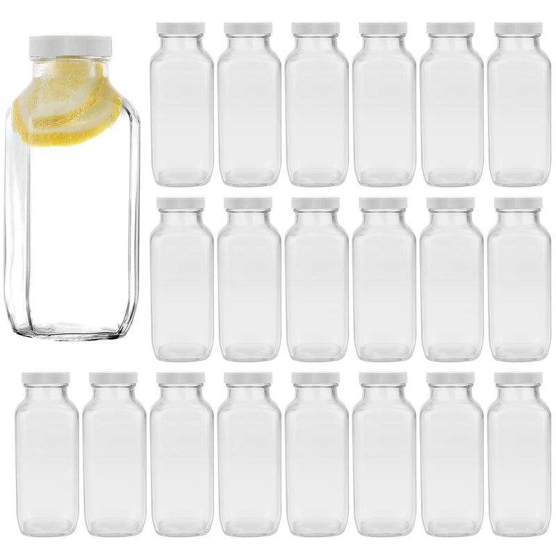 Encheng Vintage Water BottlesGlass Drinking Bottles 16ozClear Beverage Bottle 500ml With Lids For KombuchaTeaGlass Bottles For Homemade DrinksTravel Reusable Juicing Milk Bottle20 Pack