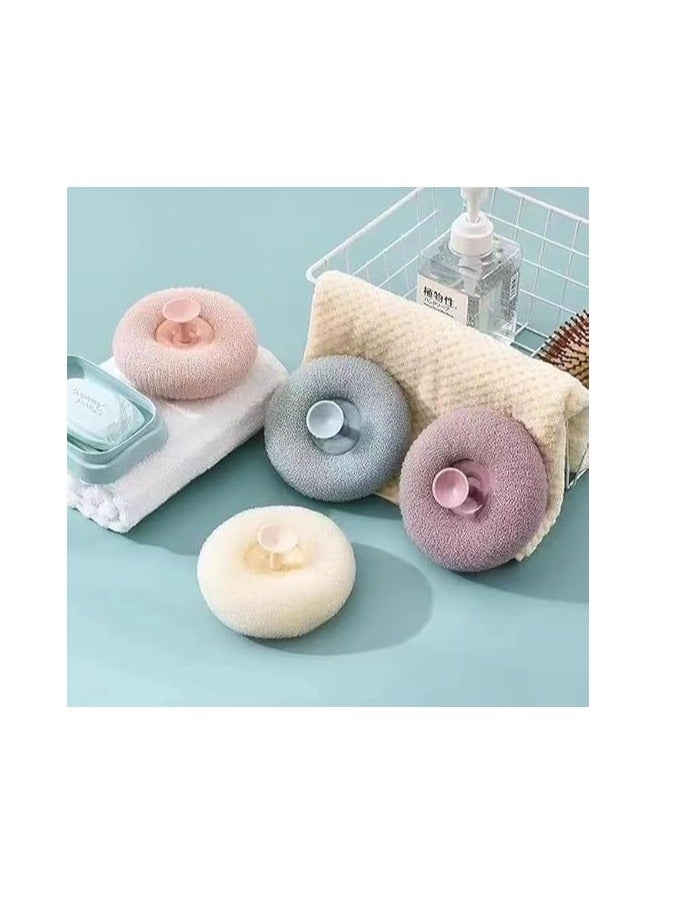 Spaceshoop Shower Loofah Sponge, Bath Exfoliating Scrubber, Donut Shaped Design (Multicolor) - Image 1