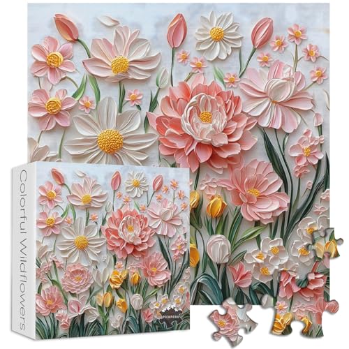 PICKFORU Spring Floral Puzzles for Adults 1000 Pieces PICKFORU Wildflower Garden Flower Jigsaw Puzzle Oil Painting Impossible Hard Plant Theme as Home Decor - Image 5