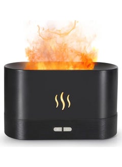 بيوينتي Flame Humidifier Night Light Quiet Desk Top USB Humidifier Aromatherapy Essential Oil Aroma Diffuser for Home Spa Office Bedroom Baby Room (Flame Aroma Diffuser, BLACK)  - Image 1