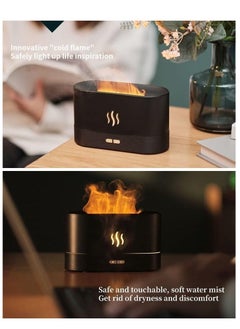 بيوينتي Flame Humidifier Night Light Quiet Desk Top USB Humidifier Aromatherapy Essential Oil Aroma Diffuser for Home Spa Office Bedroom Baby Room (Flame Aroma Diffuser, BLACK)  - Image 2