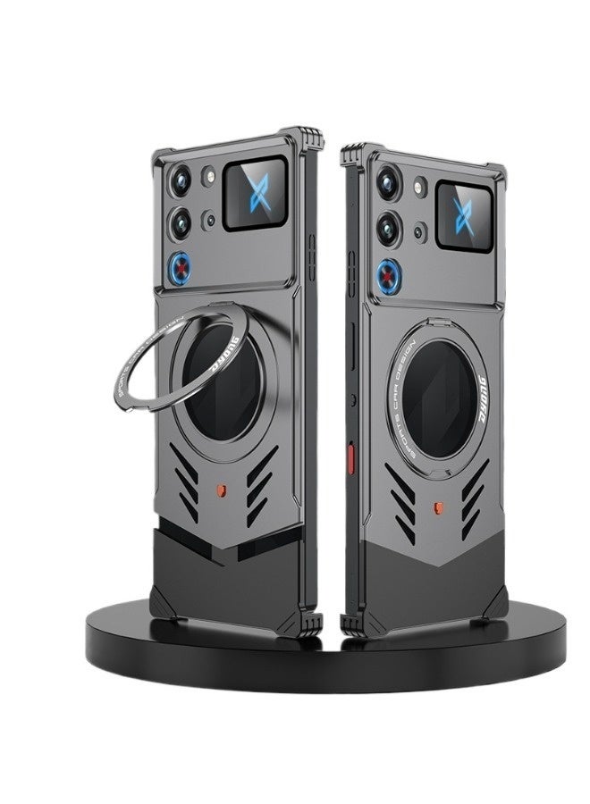 A phone case compatible with the Red Magic 10S Pro, made of metal material with heat dissipation, breathability, magnetic suction, and a frameless design. The phone case is designed with anti drop and shockproof protection - Image 1