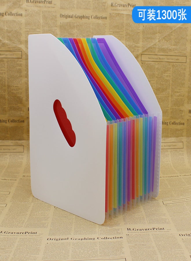 Second change file basket rainbow mini standing A4 organ clip student test paper storage clip 13-layer data management clip White Noodles (Rainbow Inside) - Image 1